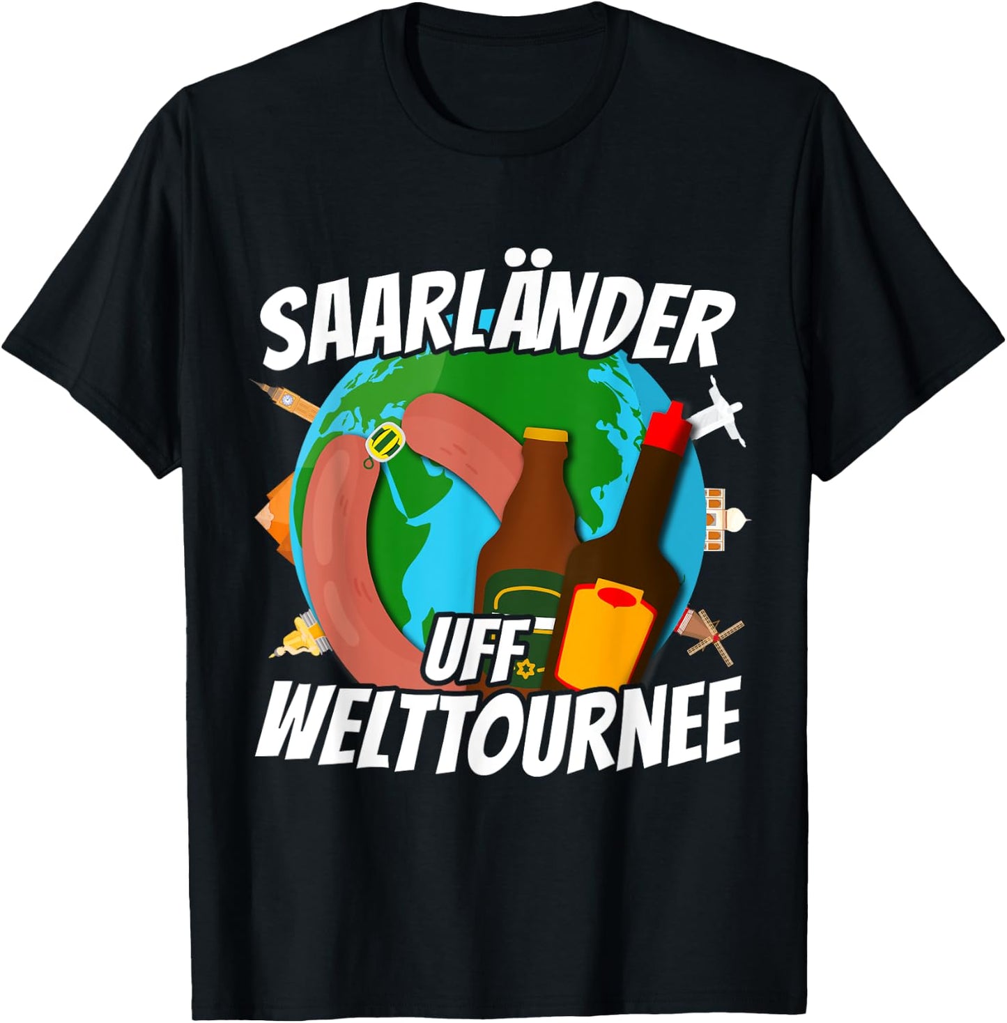 Saarländer auf WeltTournee Saarland Liebe Travel , black, s T-Shirt - T-Shirt | Black