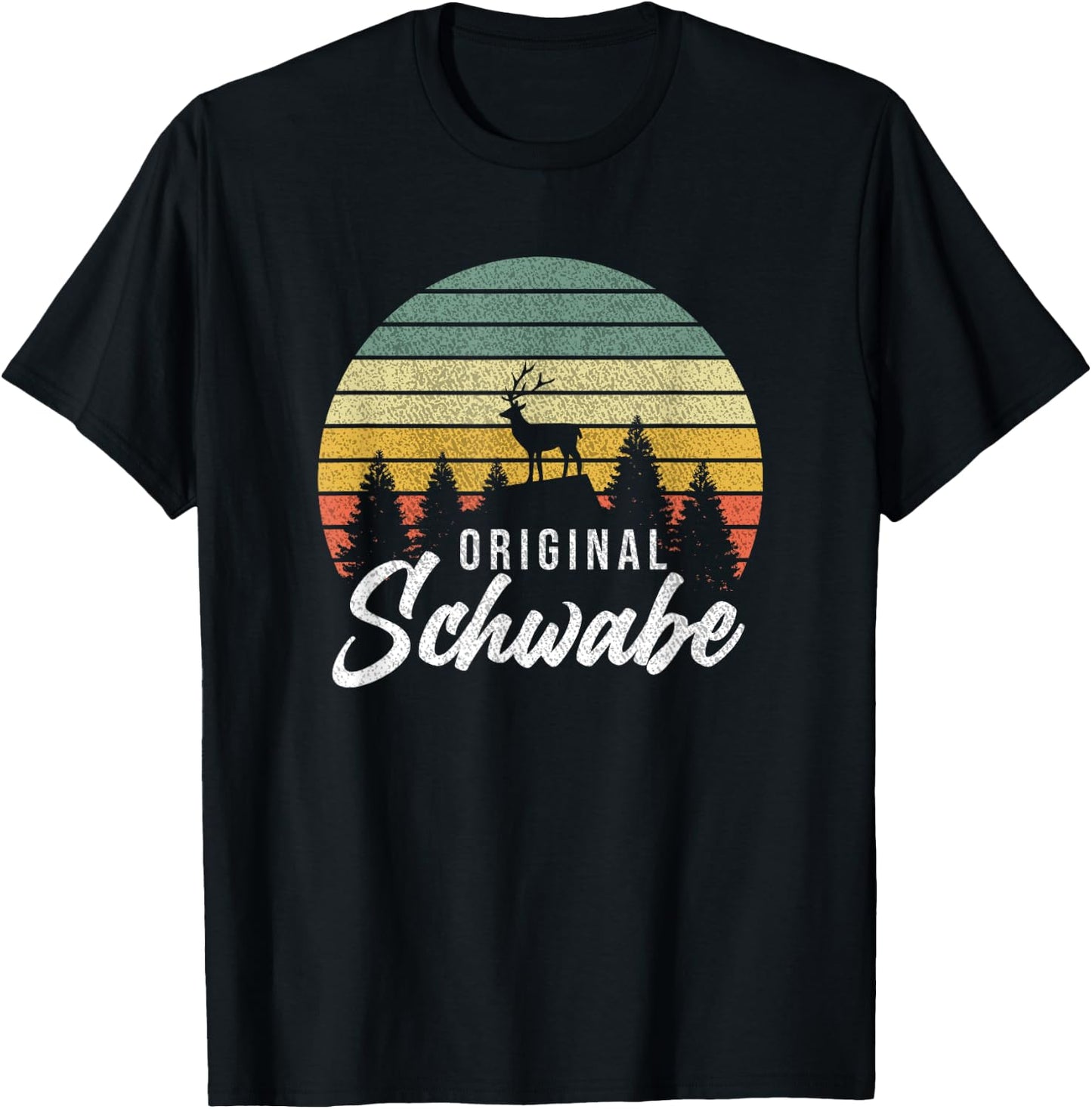 Hirsch Wald Original Schwabe Souvenir Urlaub Wandern T-Shirt - T-Shirt | Black