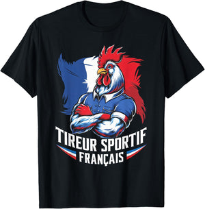 French Sporty Shooter, Shooting Stand Humor Airsoft Pride , Black, S T-Shirt - T-Shirt | Black