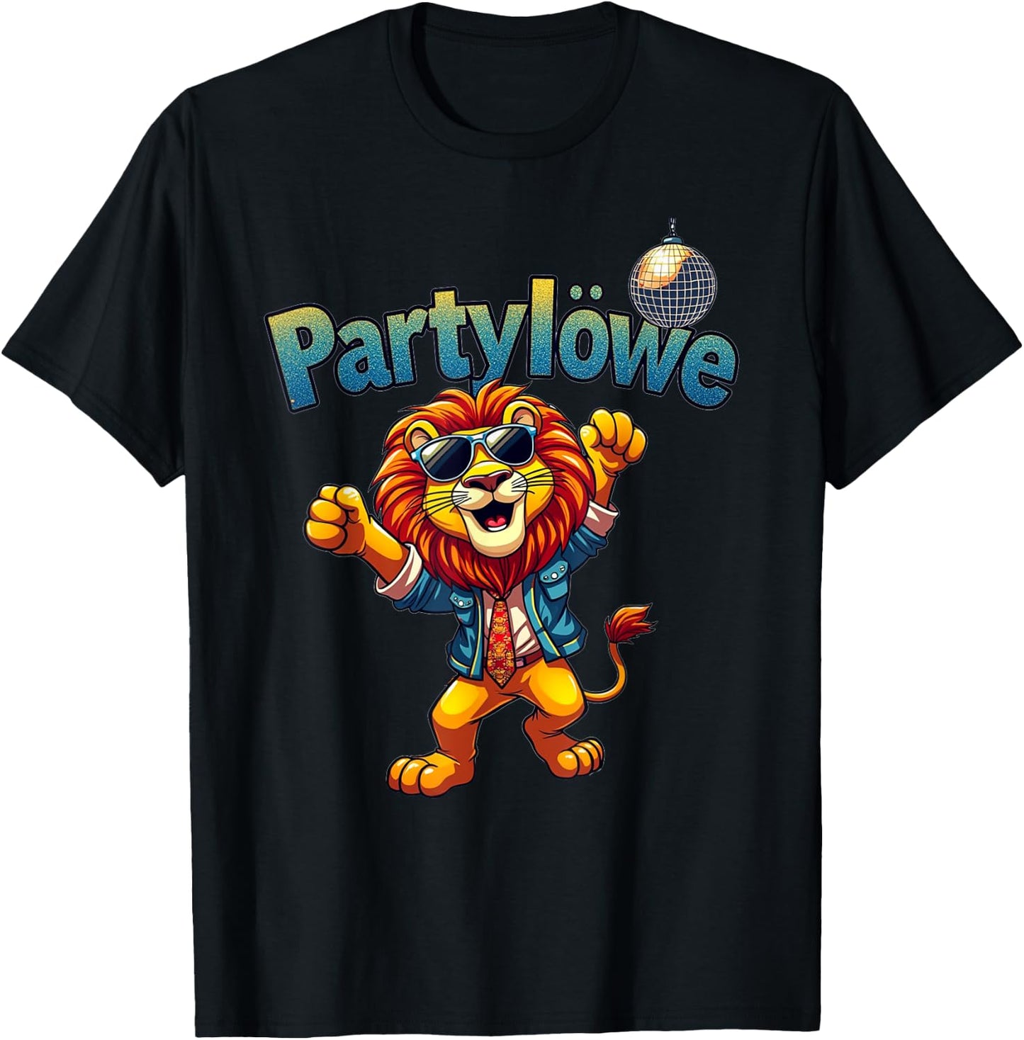 Party Lion Funny Gift for Party with Party Lion , black T-Shirt - T-Shirt | Black