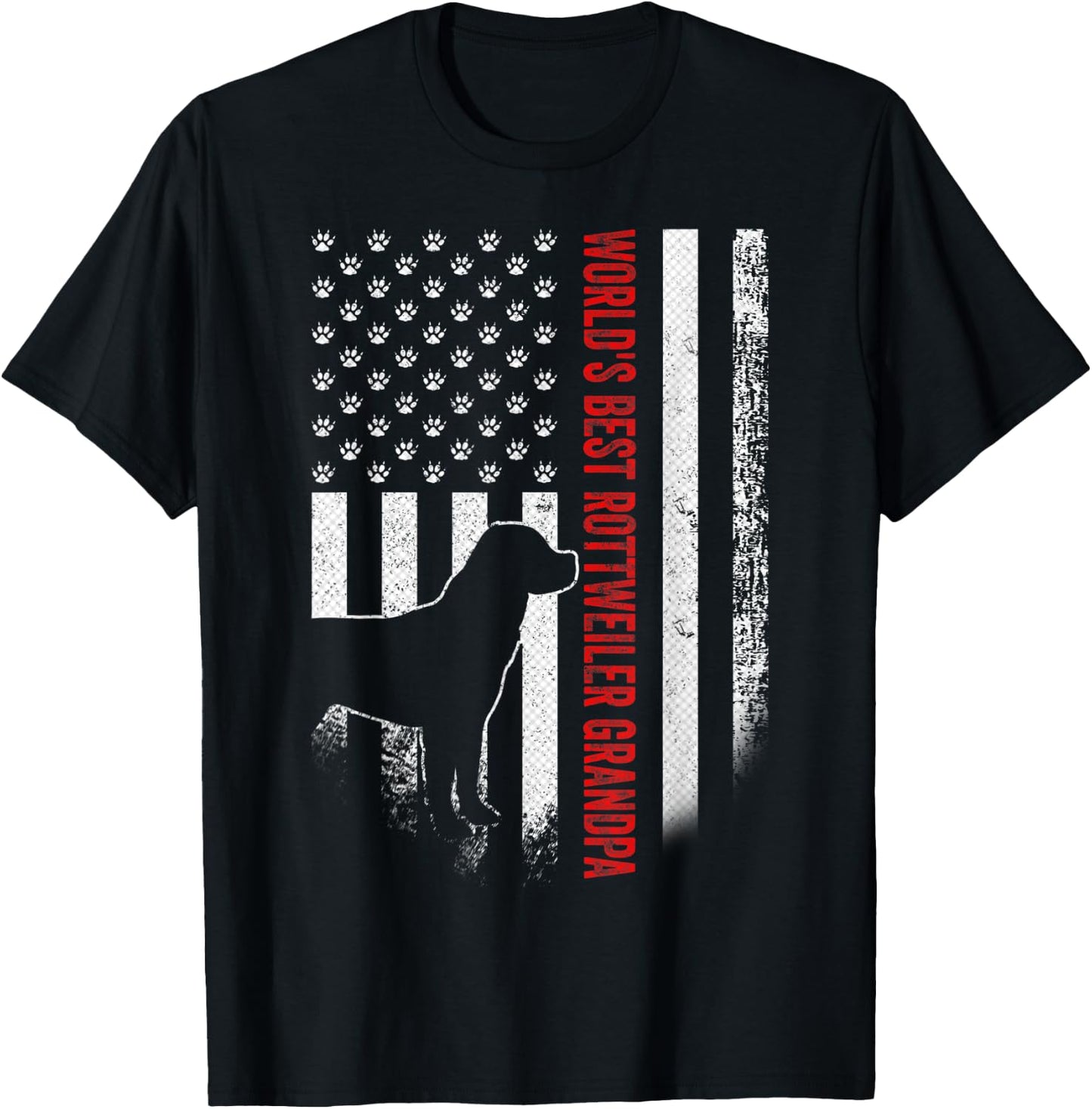 Vintage American Flag World's Best Rottweiler Grandpa Funny Men T-Shirt - T-Shirt | Black