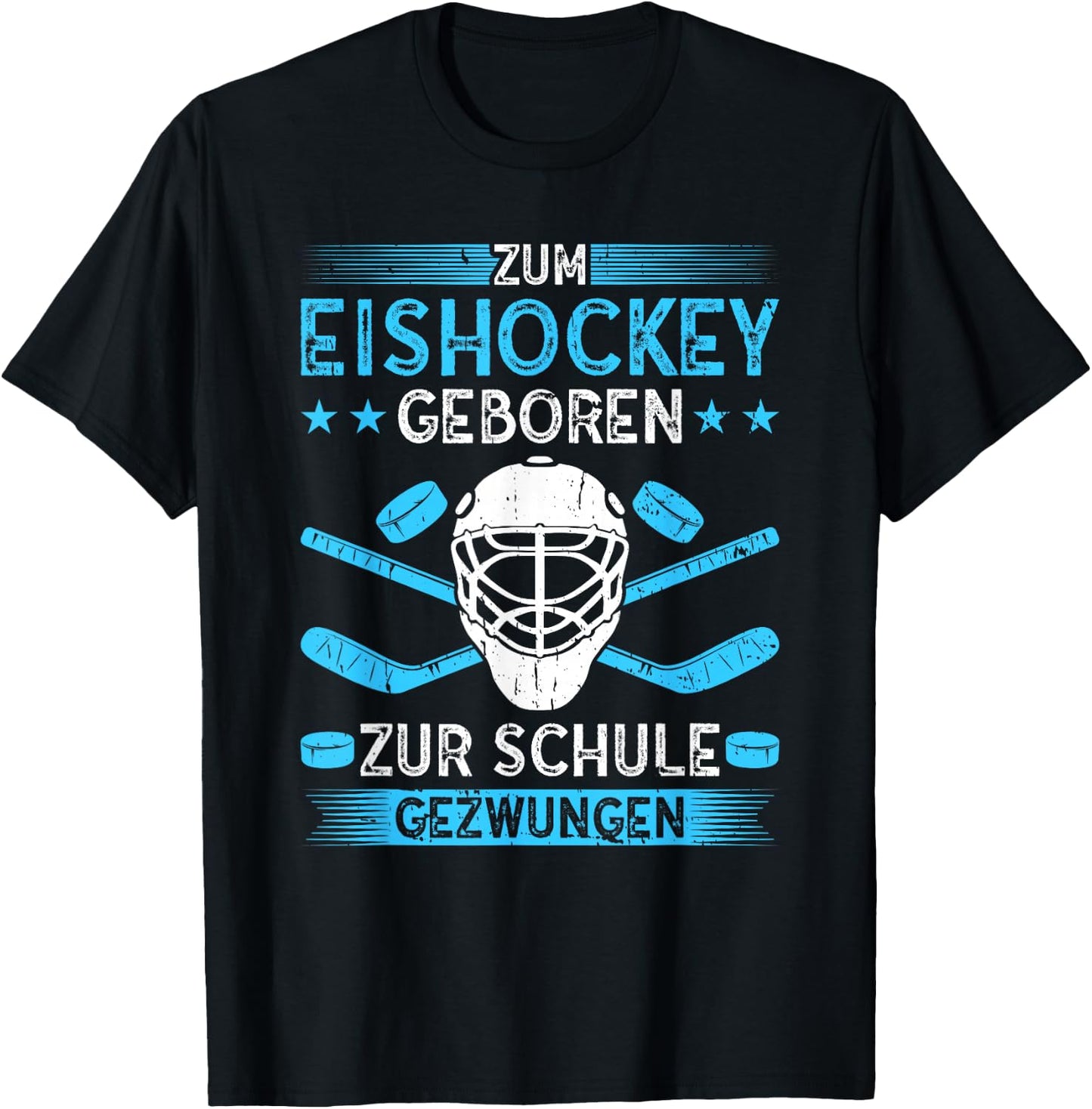Zum Eishockey geboren zur Schule gezwungen Eishockeyspieler T-Shirt - T-Shirt | Black