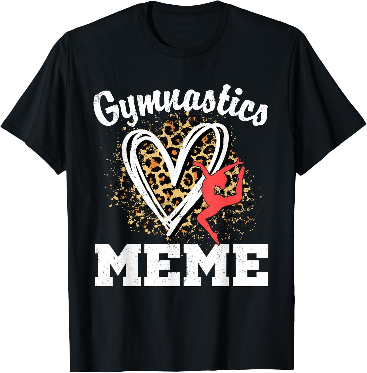 Gymnastics Meme Leopard Heart Gymnast Matching Family T-Shirt - T-Shirt | Black