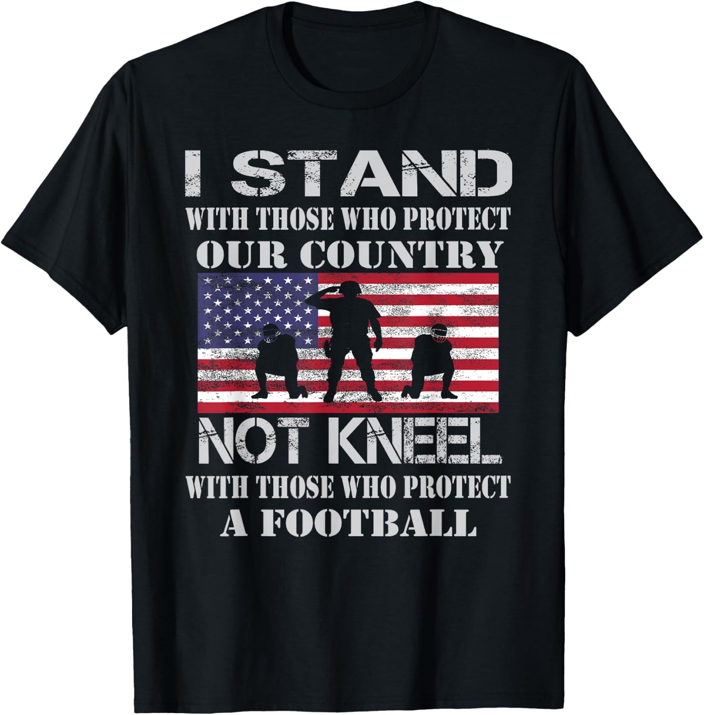 I Stand for the Flag Shirt to Support Military and Police T-Shirt - T-Shirt | Black