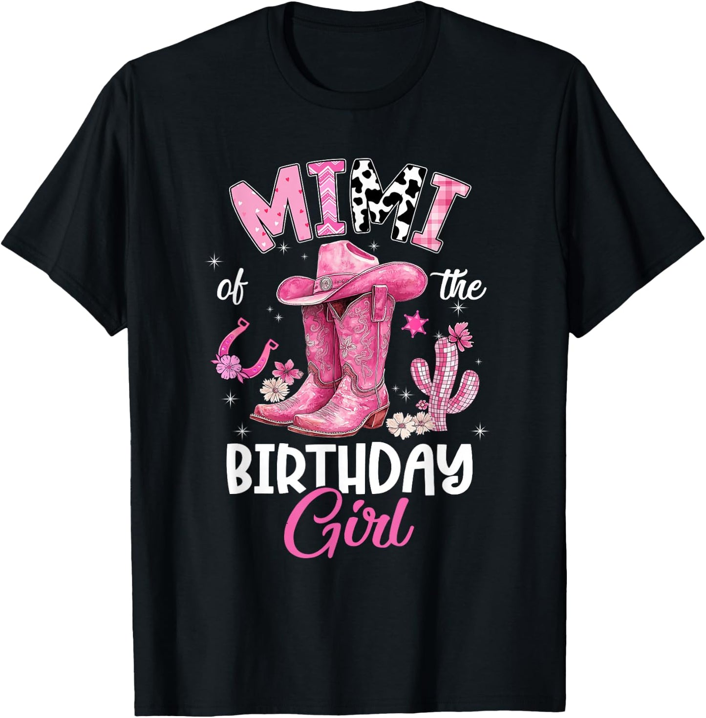 Mimi of The Birthday Girl Pink Cowgirl Western Cow Girl T-Shirt - T-Shirt | Black