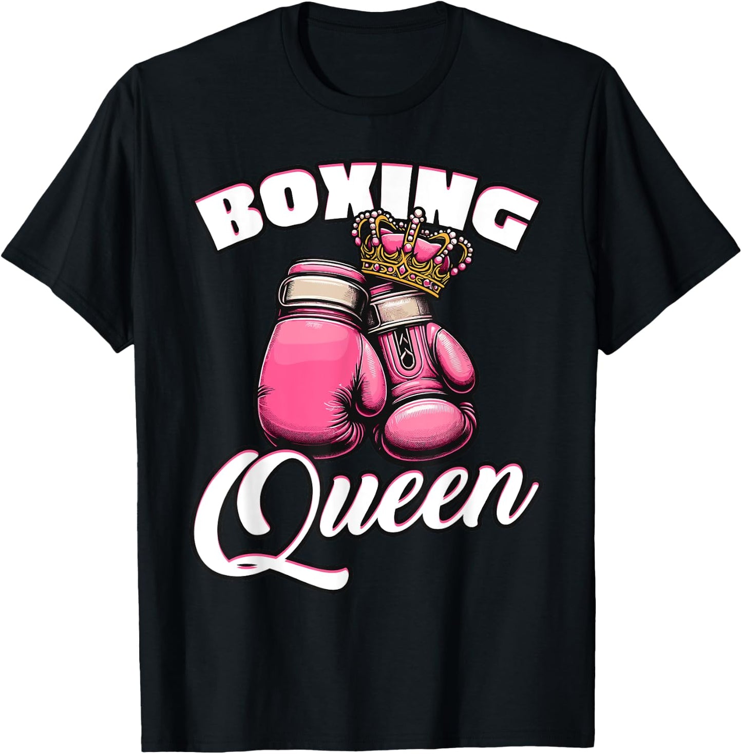 Pink Gloves Crown Boxing Lover T-Shirt - T-Shirt | Black