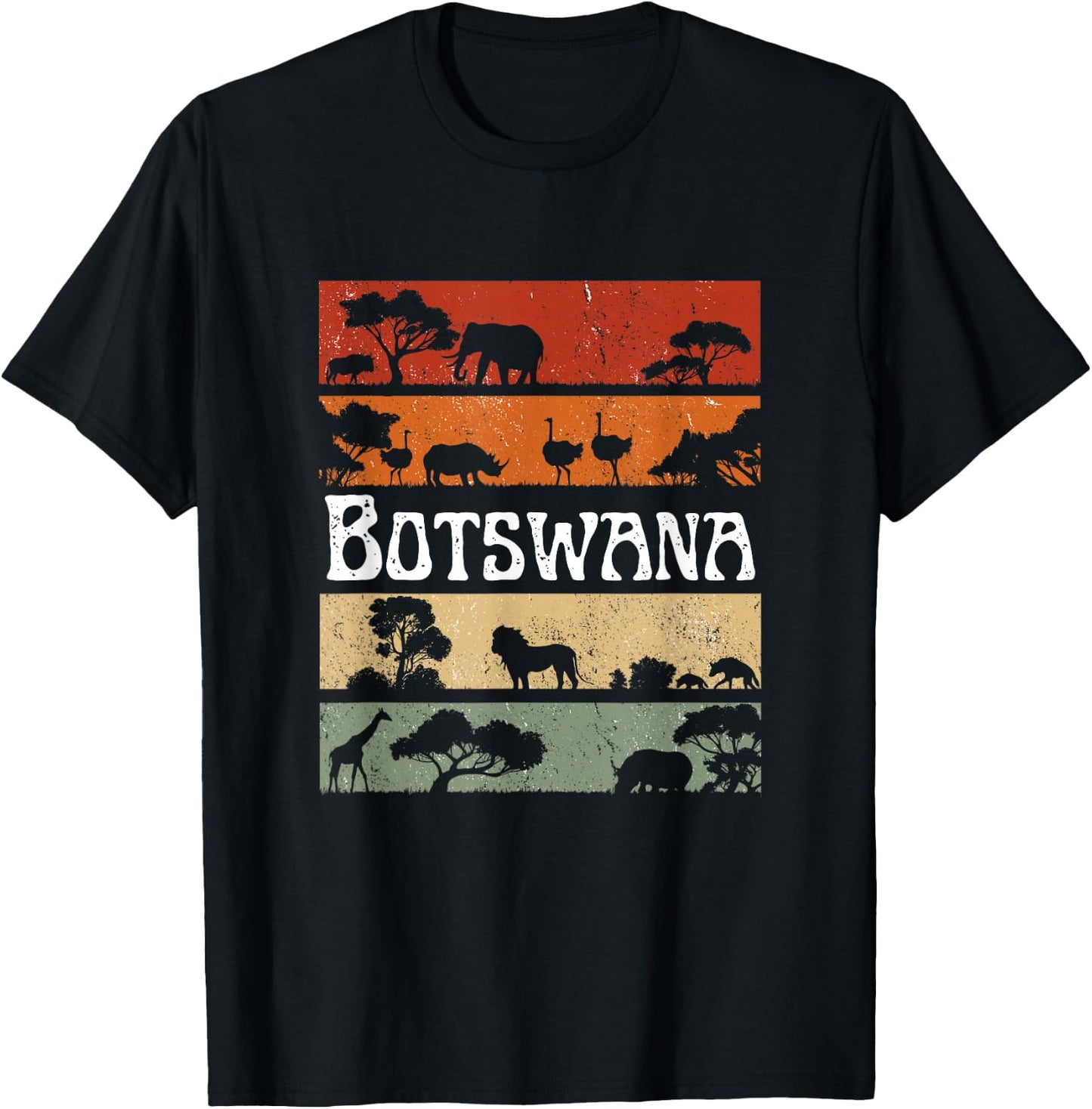 Retro Africa Botswana Safari Travel Botswana Tour T-Shirt - T-Shirt | Black