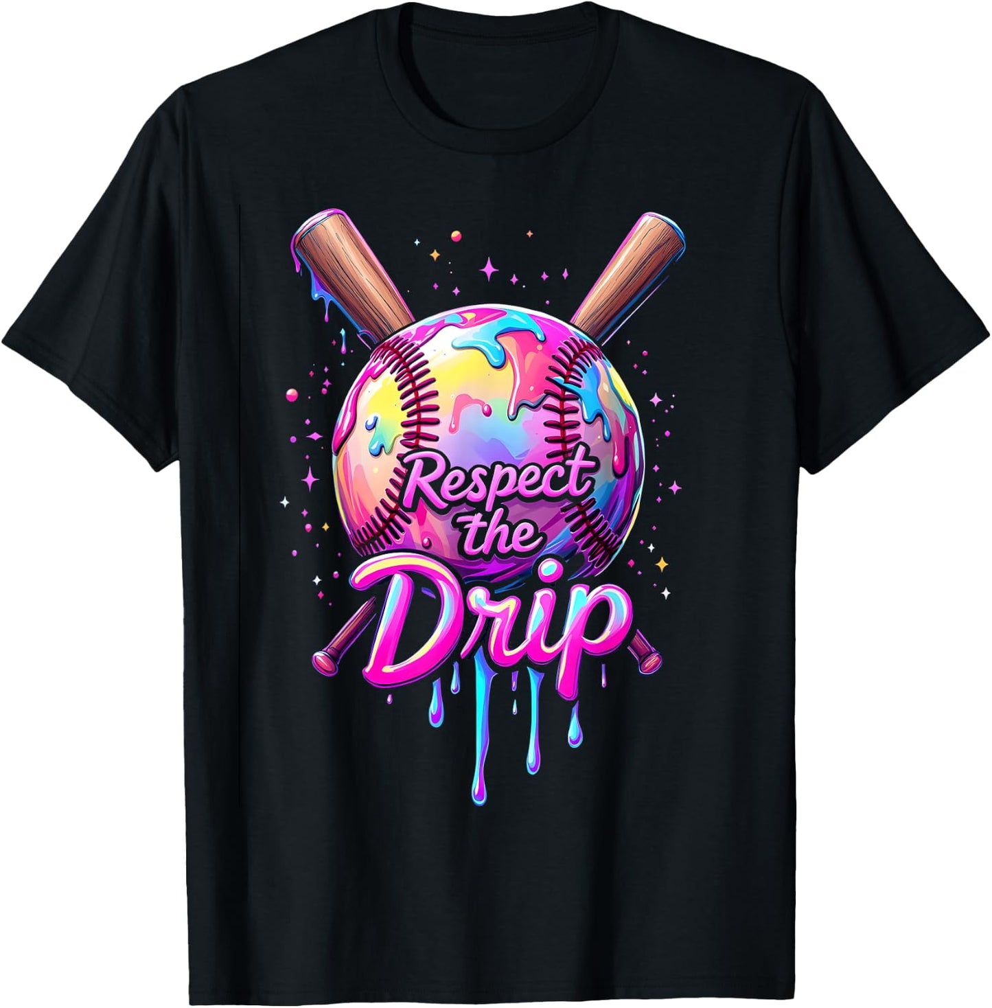 Baseball Drip Boys Ice Cream Respect The Drip Game Day Sport T-Shirt - T-Shirt | Black