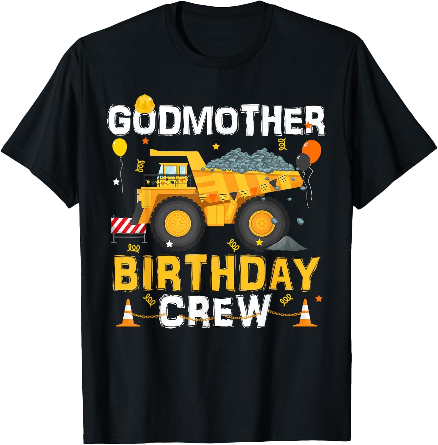 Godmother Birthday Crew Matching Construction B-day Boy T-Shirt - T-Shirt | Black