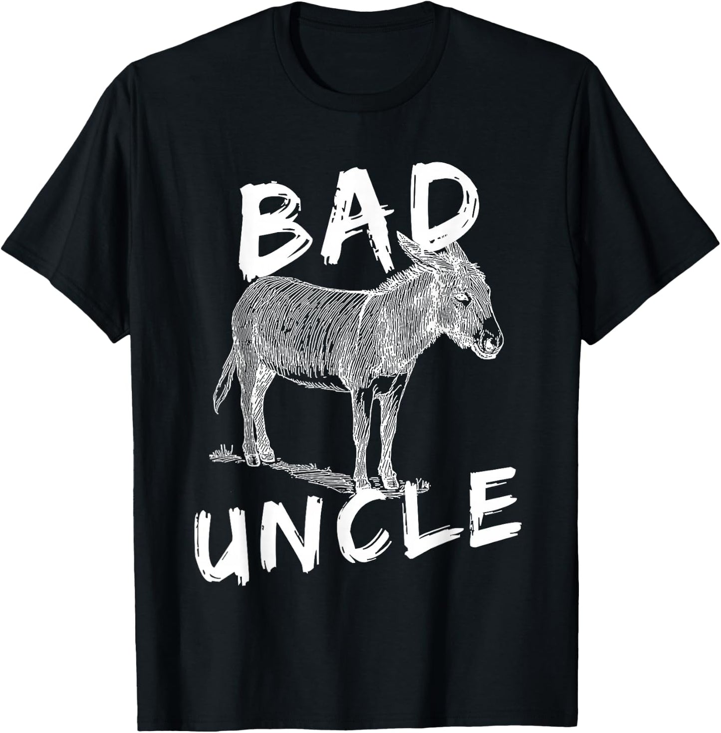 Bad Ass Uncle Donkey Graphic Design Hand Drawn Donkey Art T-Shirt - T-Shirt | Black
