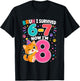 8th Birthday Cat Girl Bruh I Survived 6 7 Now Im 8 T-Shirt - T-Shirt | Black