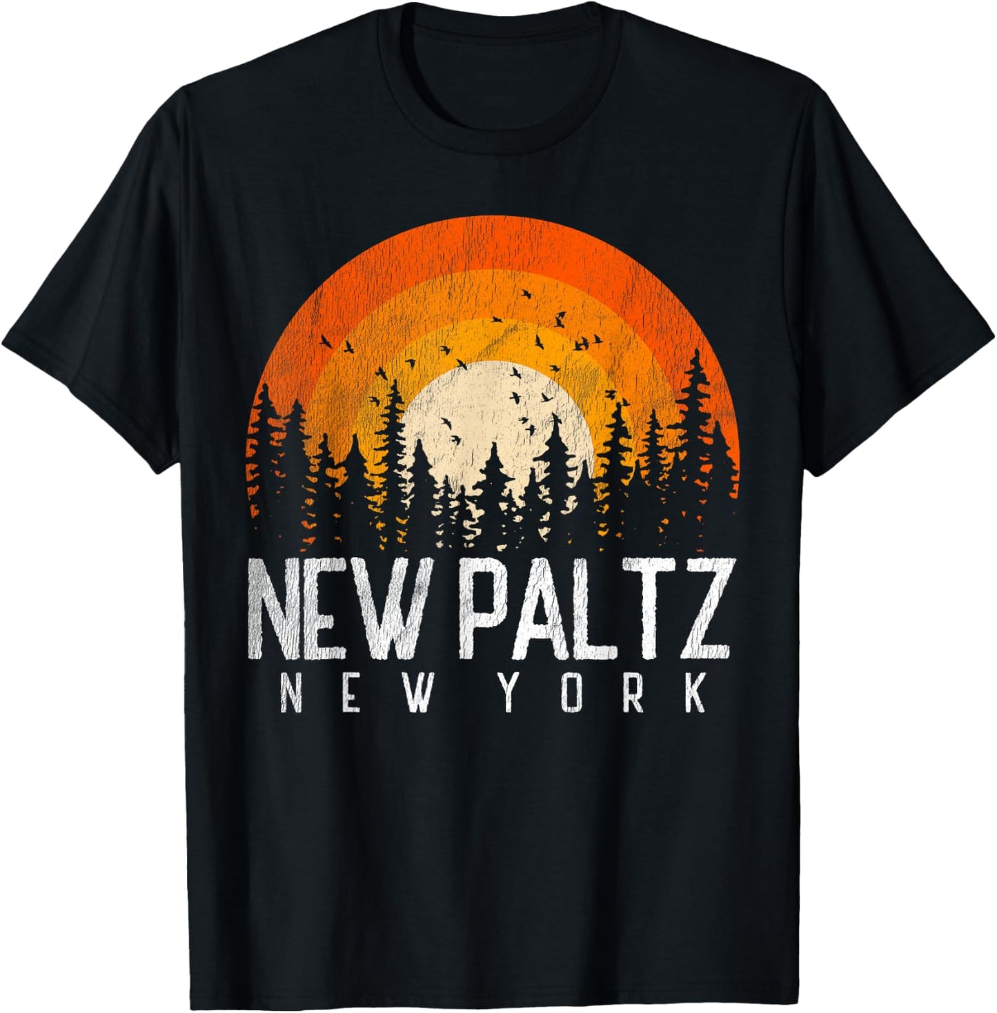 New Paltz New York NY Shirt Retro Vintage 70s 80s 90s Gift T-Shirt - T-Shirt | Black