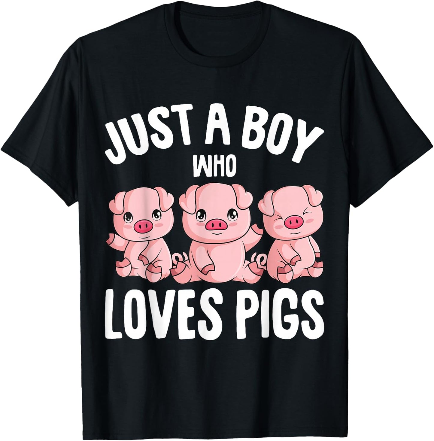 Just A Boy Who Loves Pigs Kids Boys T-Shirt - T-Shirt | Black