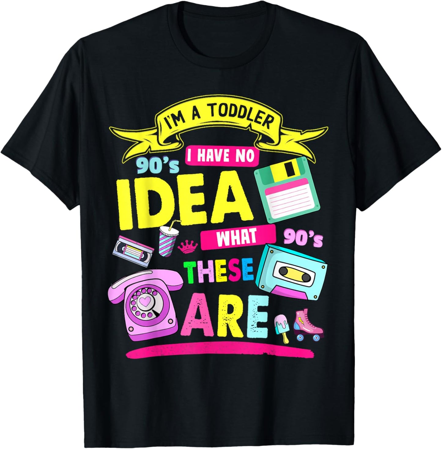90s Outfit Ideas for Toddlers & 90s Theme Children 90s Nostalgia , black T-Shirt - T-Shirt | Black