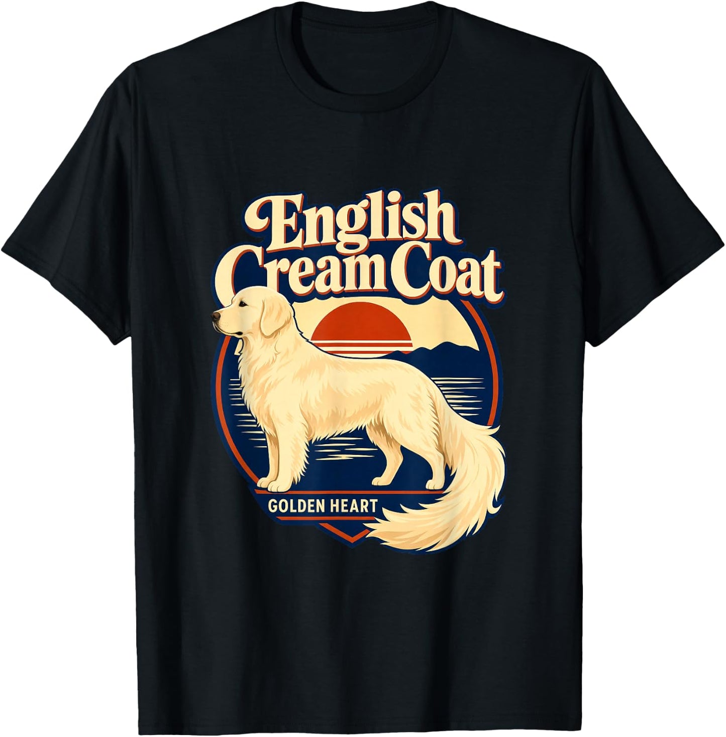 English Cream Golden Retriever, Golden Heart T-Shirt - T-Shirt | Black
