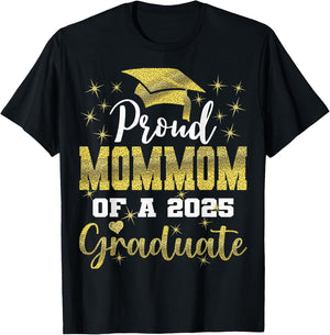 Super Proud Mommom of 2025 Graduate Senior Graduation Family T-Shirt - T-Shirt | Black