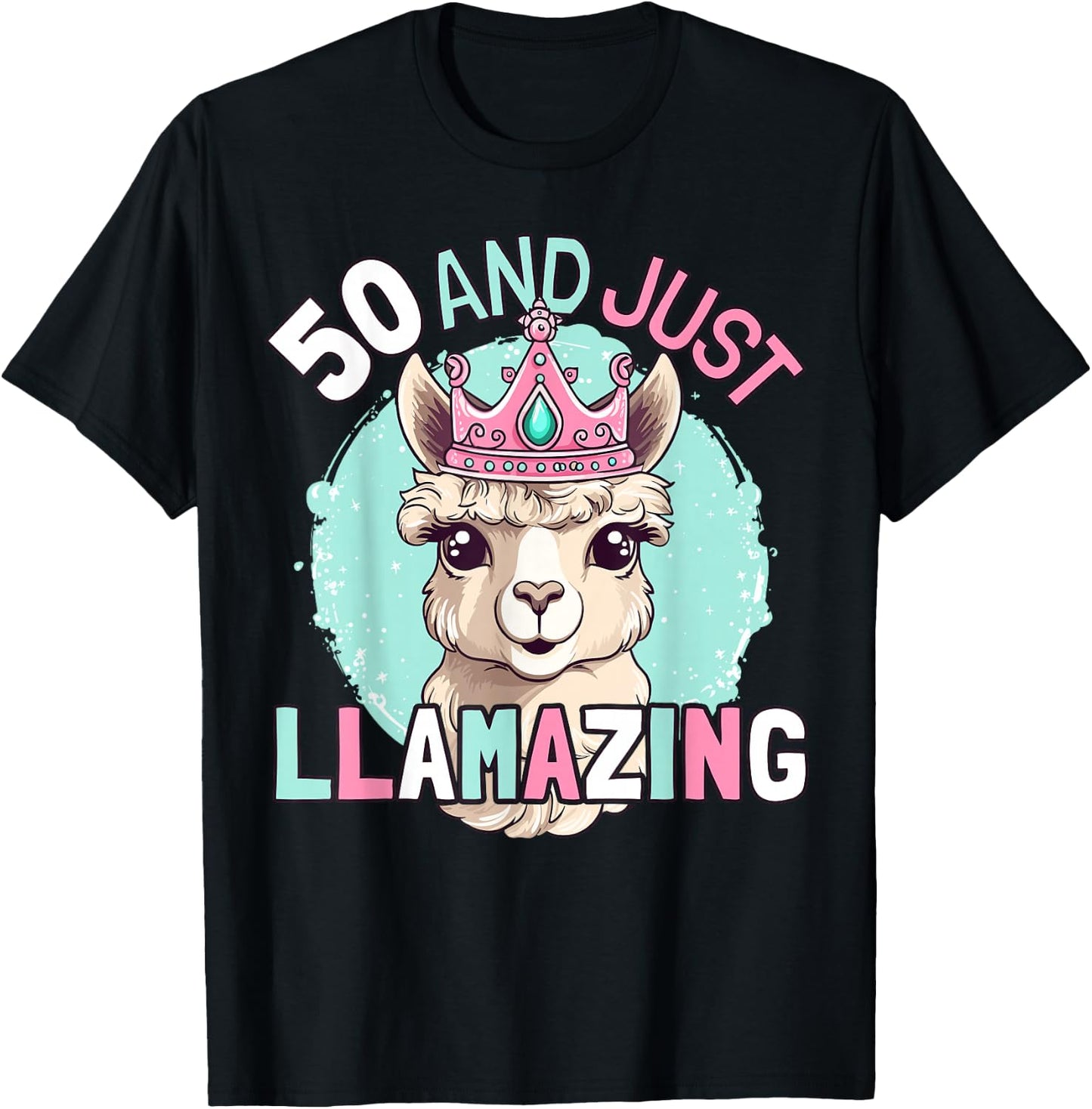 50th Birthday Llama Lover Funny Age 50 Years T-Shirt - T-Shirt | Black
