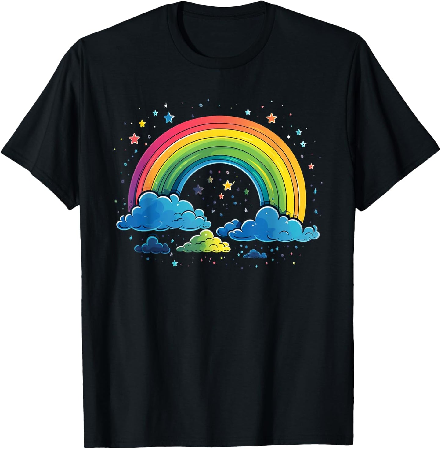Cool Rainbow Colours at Night for Boys and Girls T-Shirt - T-Shirt | Black