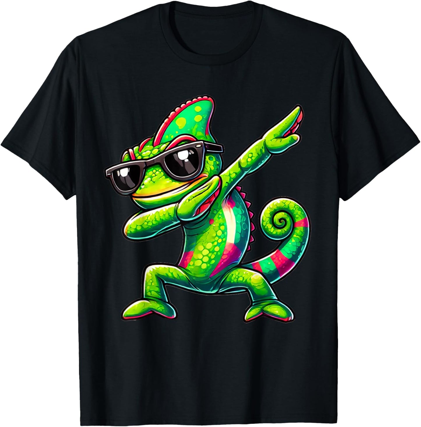 Dabbing Chameleon Funny Chameleon Gift Chameleon , black T-Shirt - T-Shirt | Black