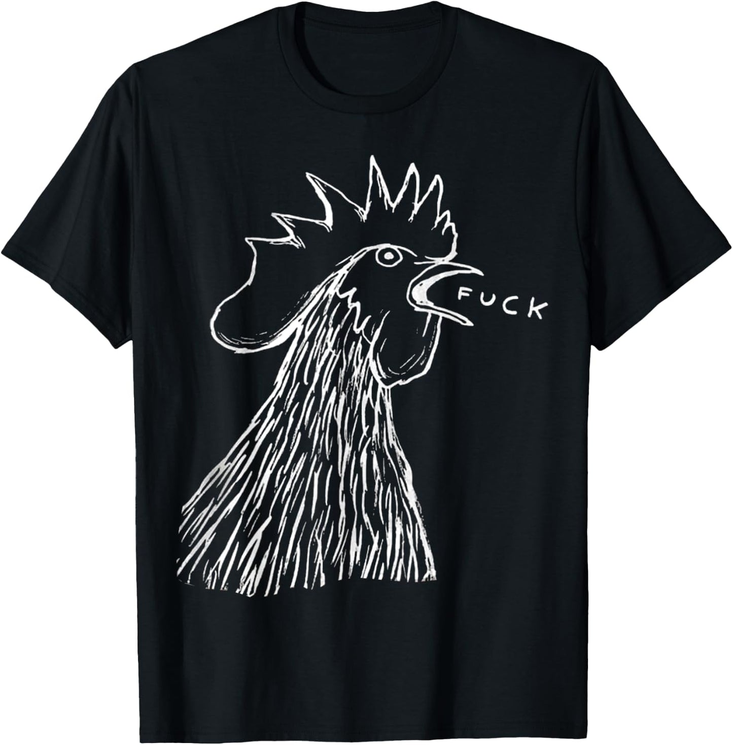 Bad - Chicken - Fuck - Rooster Yelling Art T-Shirt - T-Shirt | Black