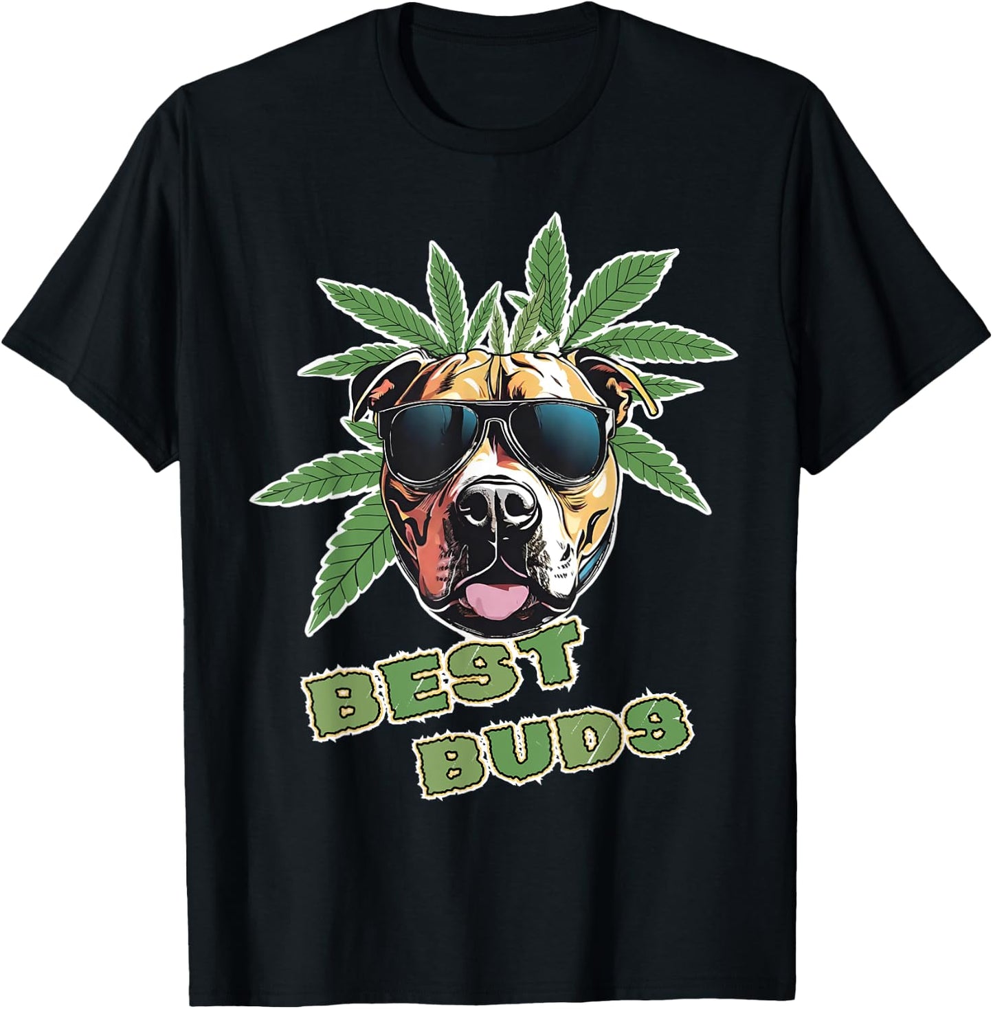 Best Buds Funny Weed Pitbull Dog Marijuana Women T-Shirt - T-Shirt | Black