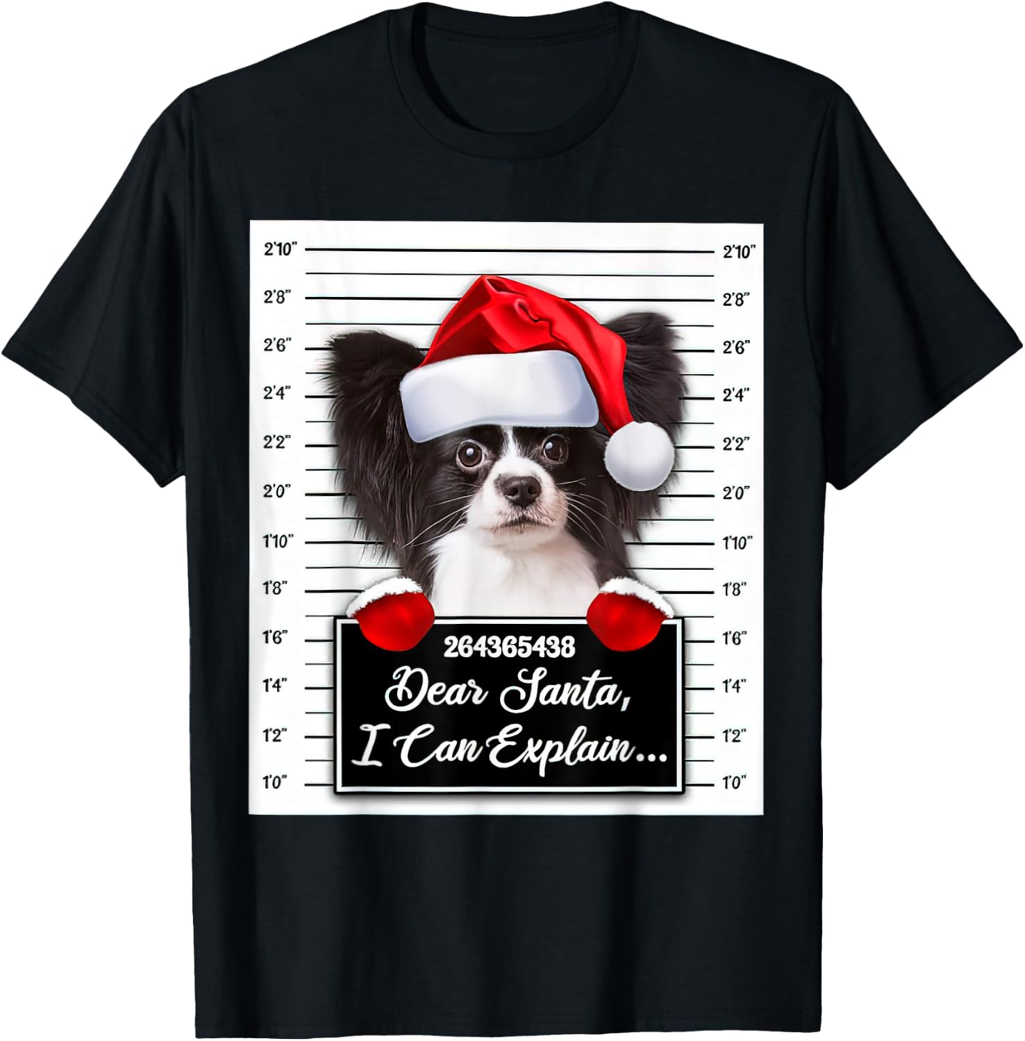Dear Santa I Can Explain Funny Christmas Papillon Xmas T-Shirt - T-Shirt | Black