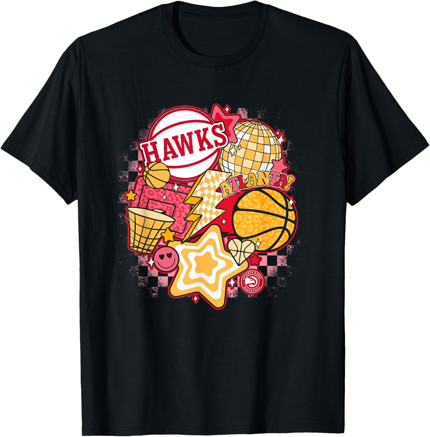 NBA Atlanta Hawks Psychedelic Basketball Collage T-Shirt - T-Shirt | Black