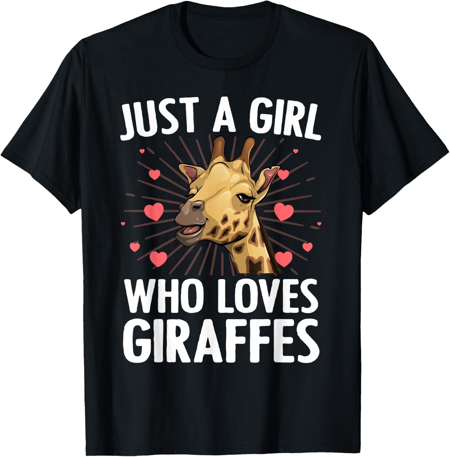 Funny Giraffe Design Girls Safari Giraffe Lovers T-Shirt - T-Shirt | Black