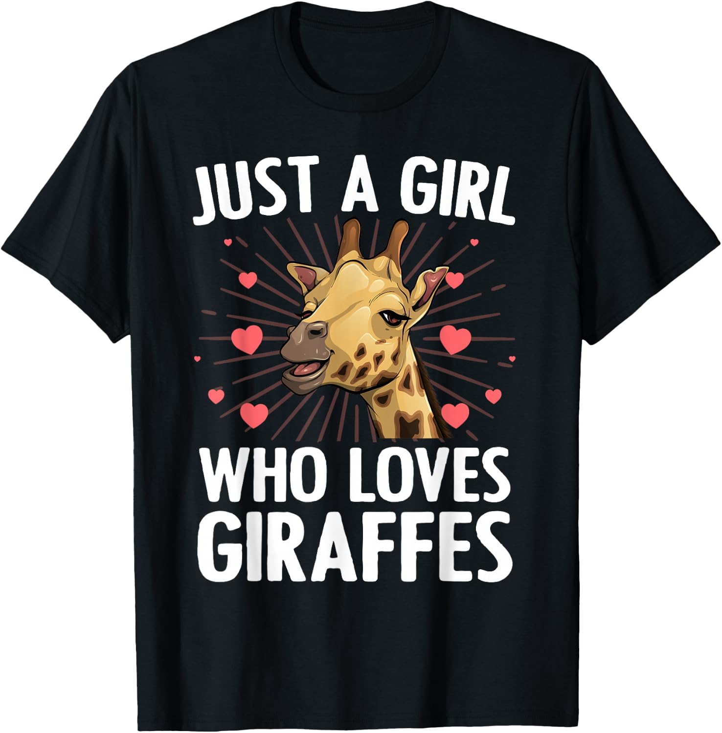 Funny Giraffe Design Girls Safari Giraffe Lovers T-Shirt - T-Shirt | Black