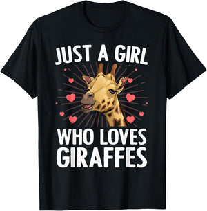 Funny Giraffe Design Girls Safari Giraffe Lovers T-Shirt - T-Shirt | Black