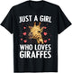 Funny Giraffe Design Girls Safari Giraffe Lovers T-Shirt - T-Shirt | Black