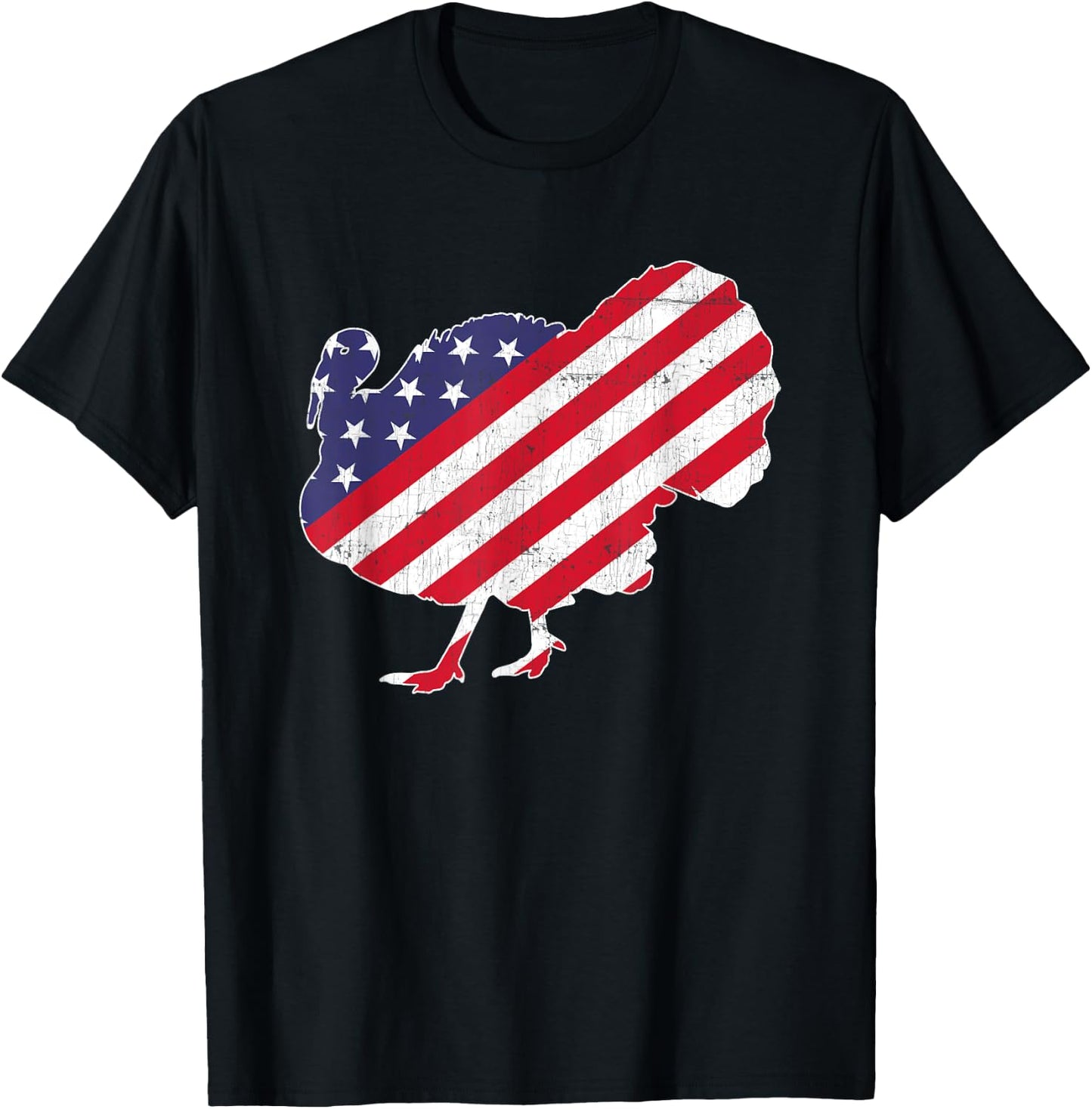 Vintage Turkey 4th of July Patriotic American Flag T-Shirt - T-Shirt | Black