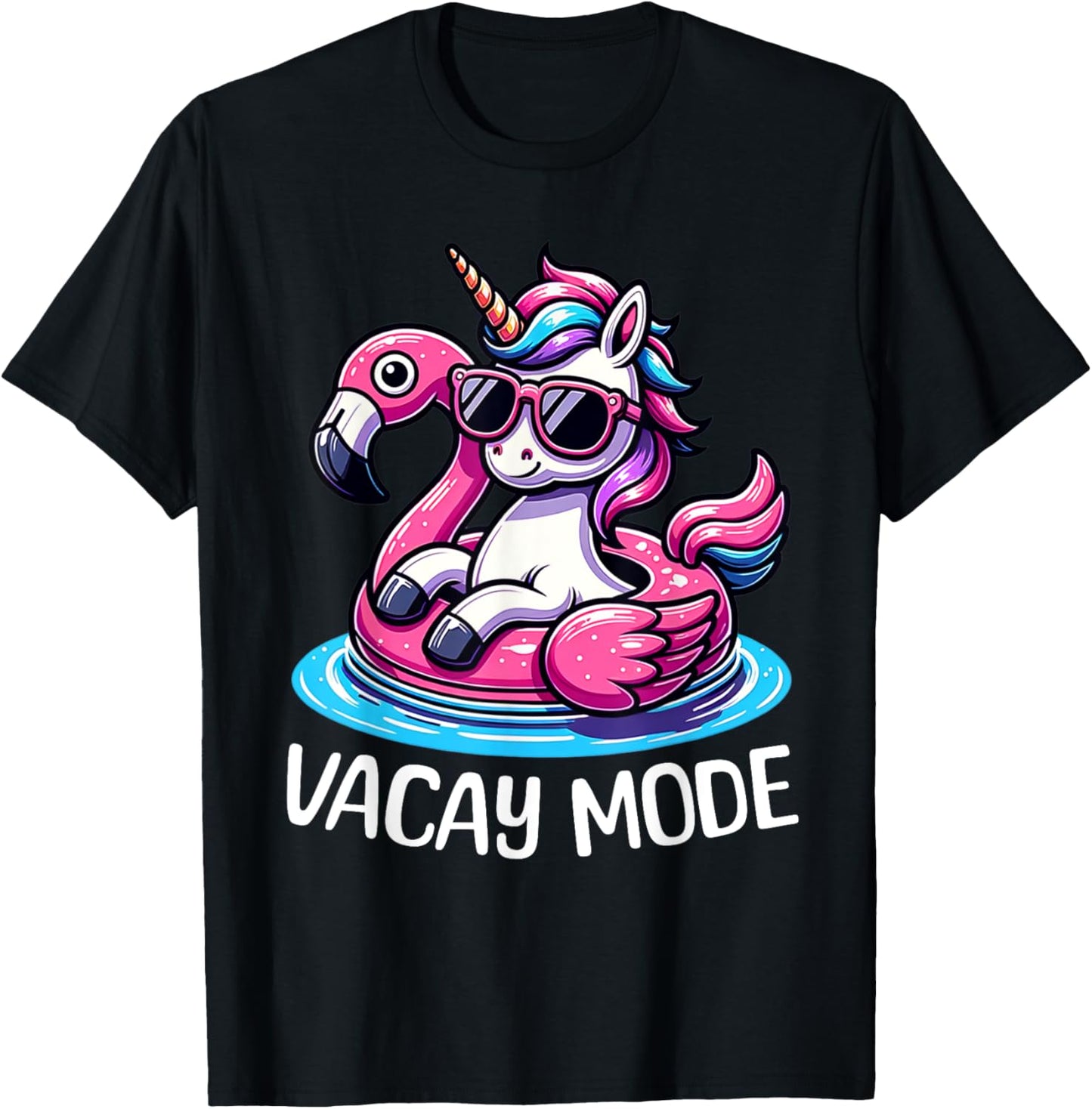 Cute Unicorn Vacay Mode Funny Family Vacation Kids Girls T-Shirt - T-Shirt | Black