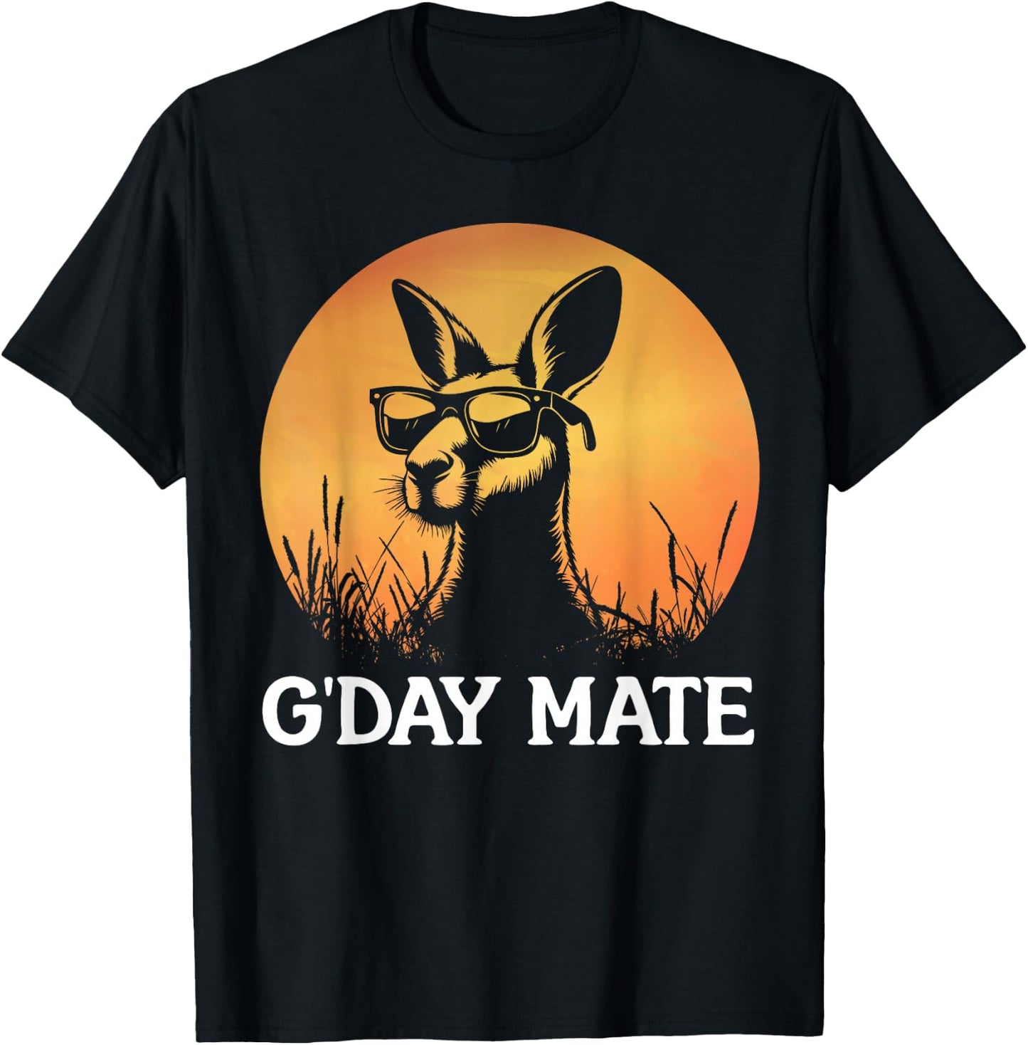 Funny Kangaroo With Sunglasses Sunset Australia G'Day Mate T-Shirt - T-Shirt | Black