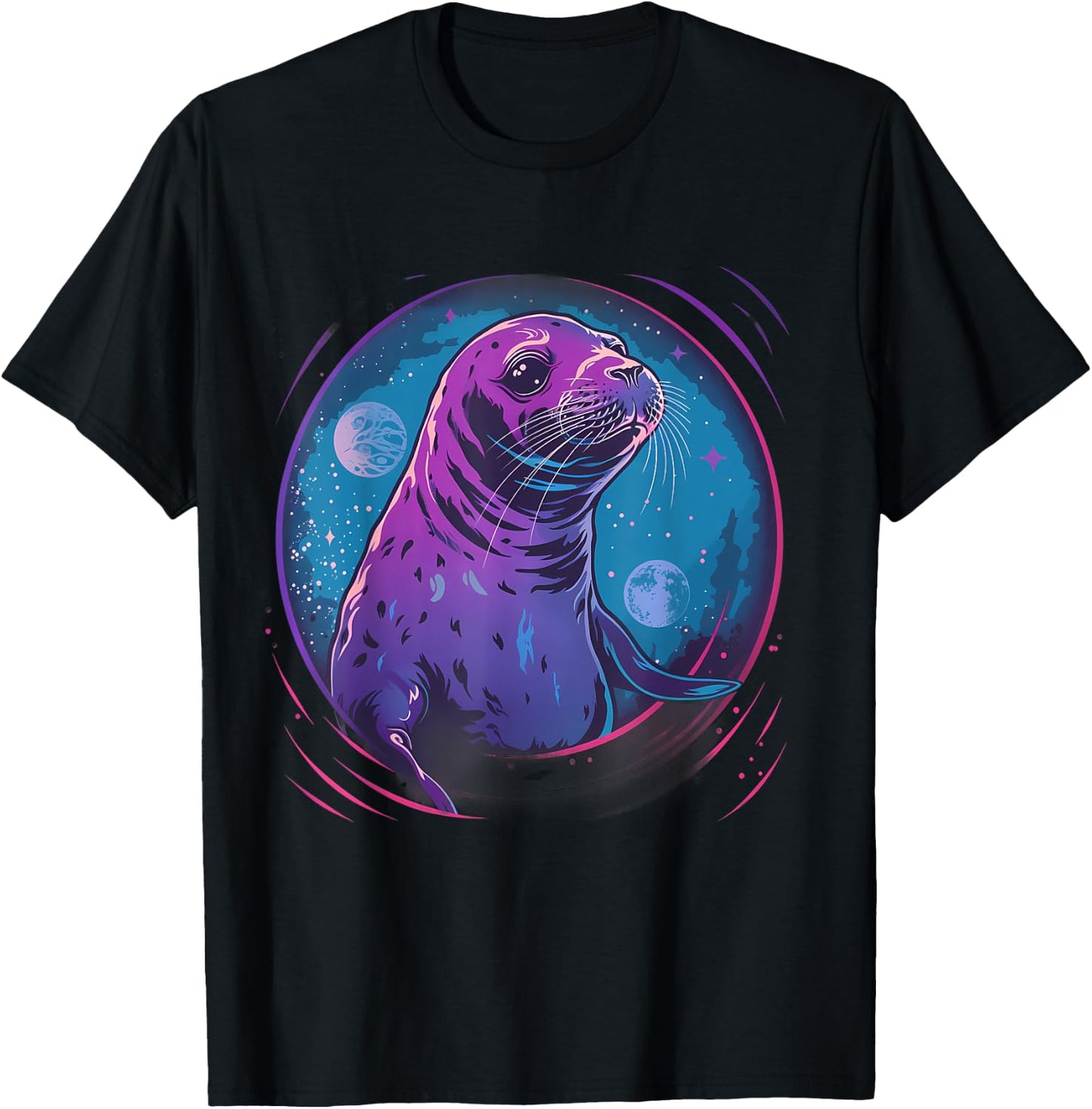 Seal Sea Ocean Animal Lover Artwork Motif Marine Mammal T-Shirt - T-Shirt | Black