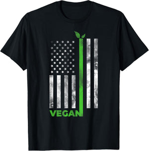 Vegan USA American Flag | Vegetarian Farming Shirt Men T-Shirt - T-Shirt | Black