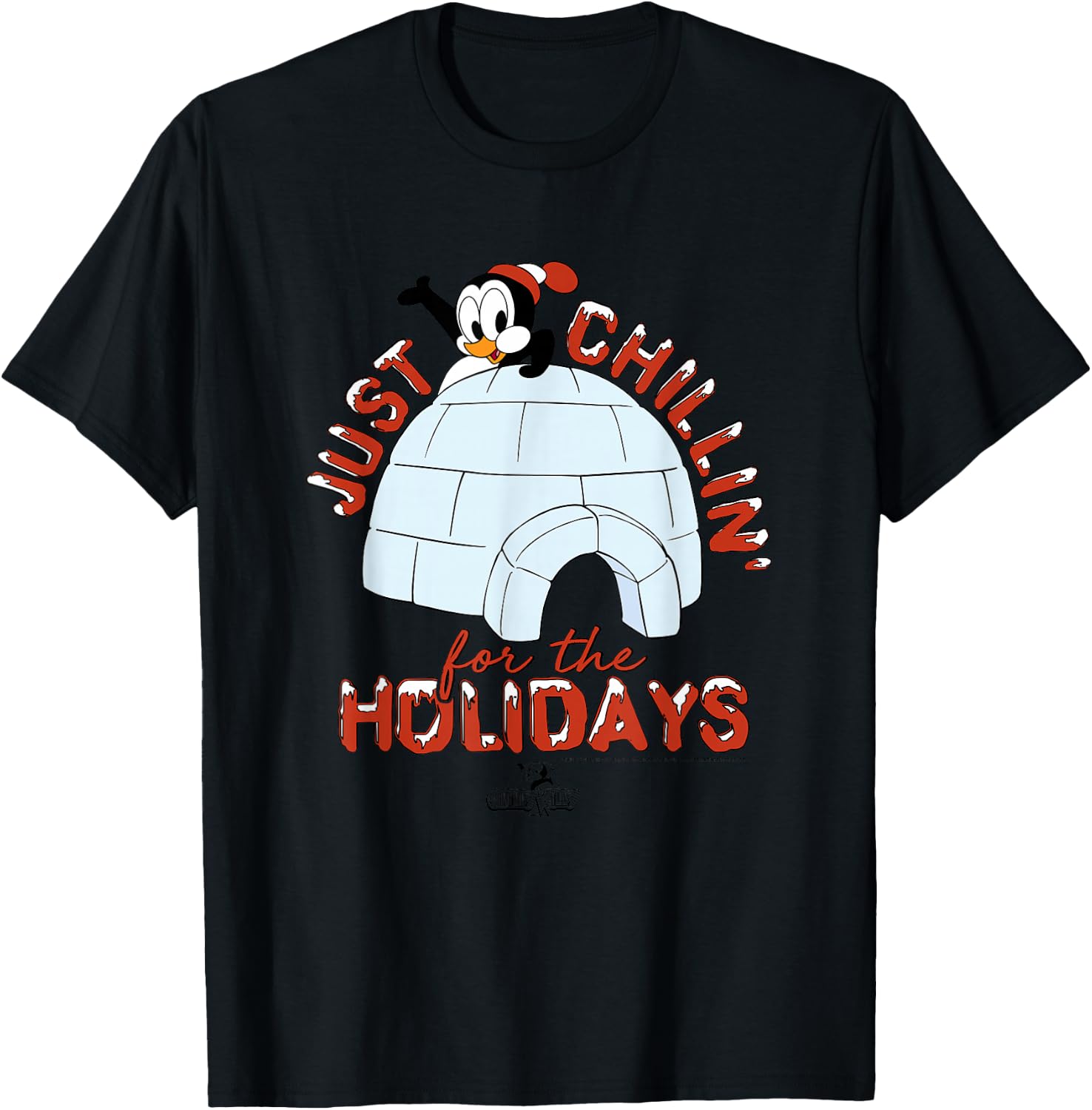 Chilly Willy - , Blue, Short Sleeve, Size Small, Casual, Cartoon Graphic, Holiday Theme T-Shirt - T-Shirt | Black