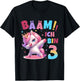 Children's 3rd Birthday Girl 3 Years Unicorn Party Outfit Unicorn , black T-Shirt - T-Shirt | Black