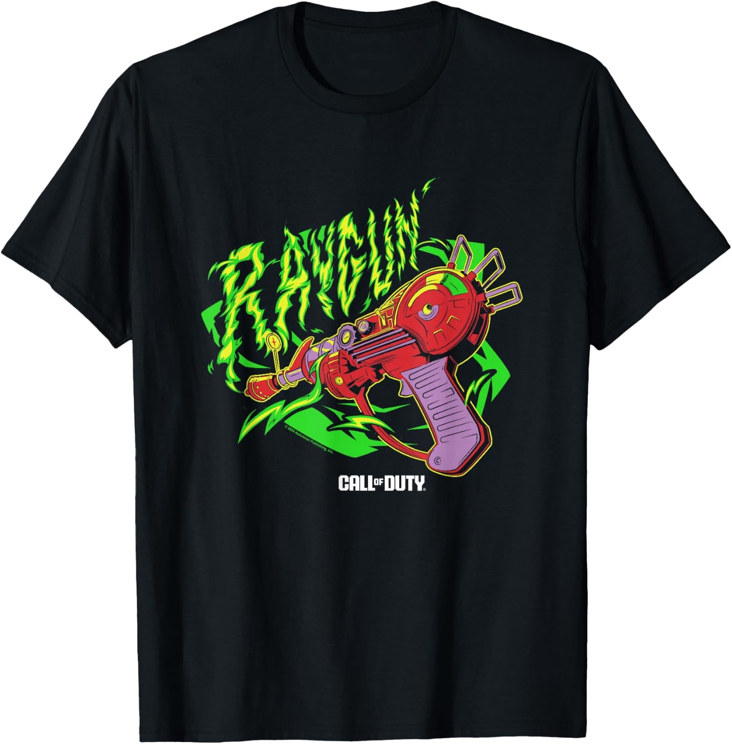 Call Of Duty Raygun Zombie Green Neon Big Chest Retro Logo T-Shirt - T-Shirt | Black