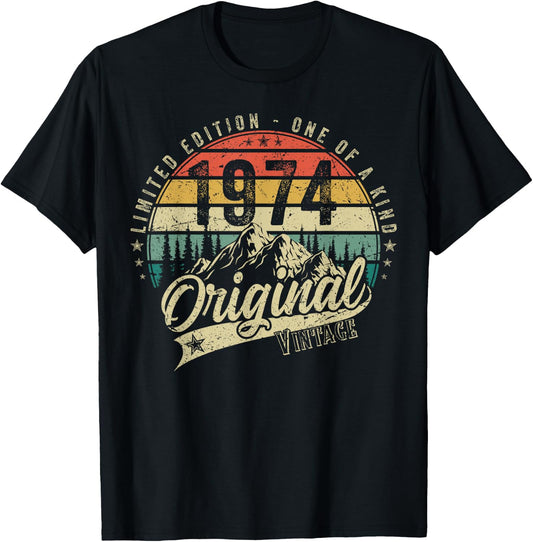 1974 Vintage Vintage Birthday Retro Men Women Gift , black T-Shirt - T-Shirt | Black