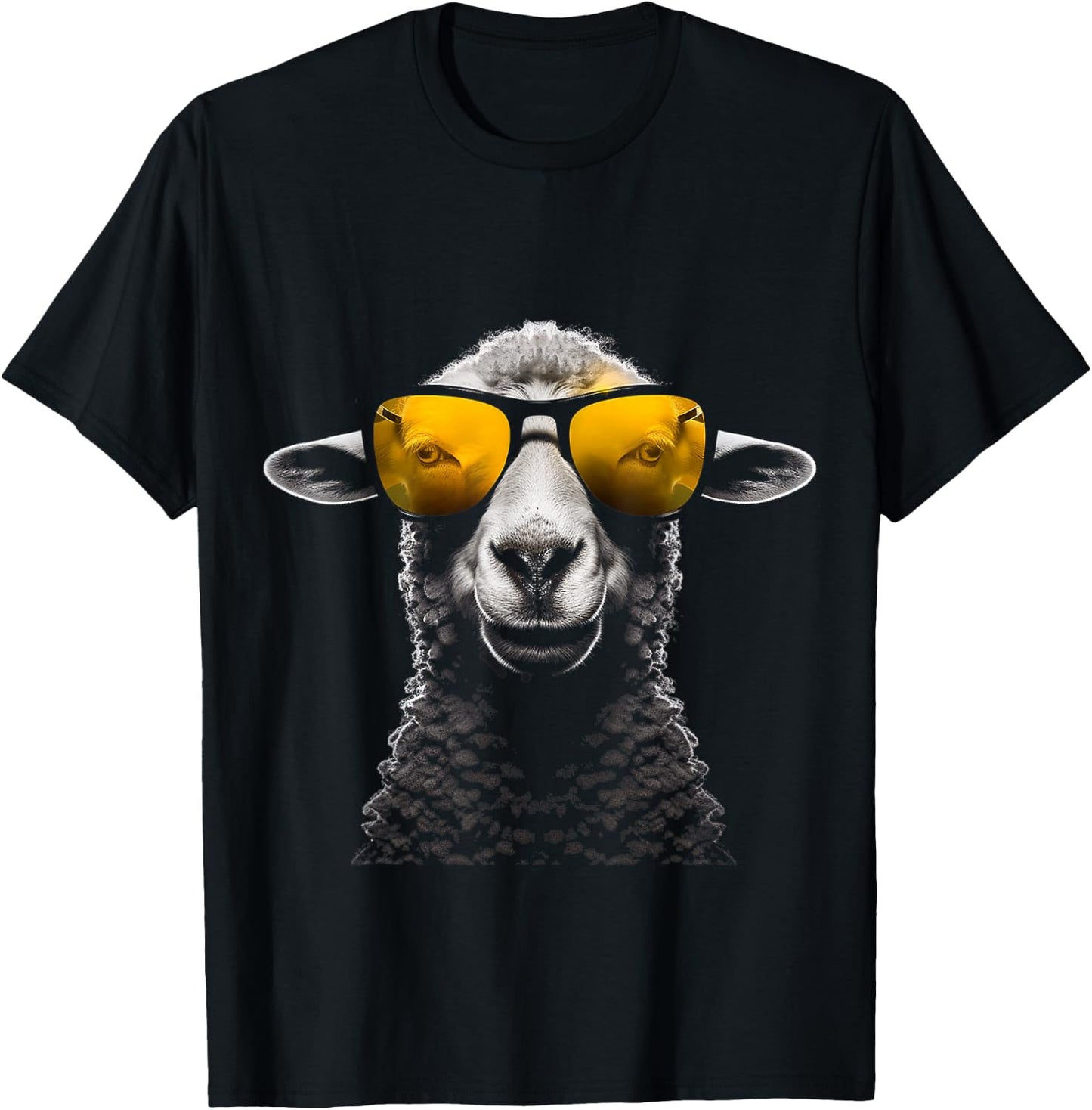 Schaf Sonnenbrille Kunst Tier Illustration Grafik Schaf T-Shirt - T-Shirt | Black