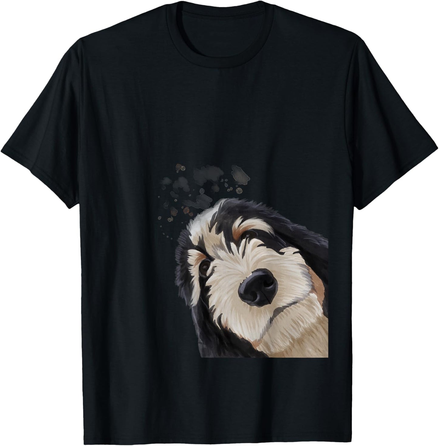 Funny Curious Dog Bernedoodle T-Shirt - T-Shirt | Black