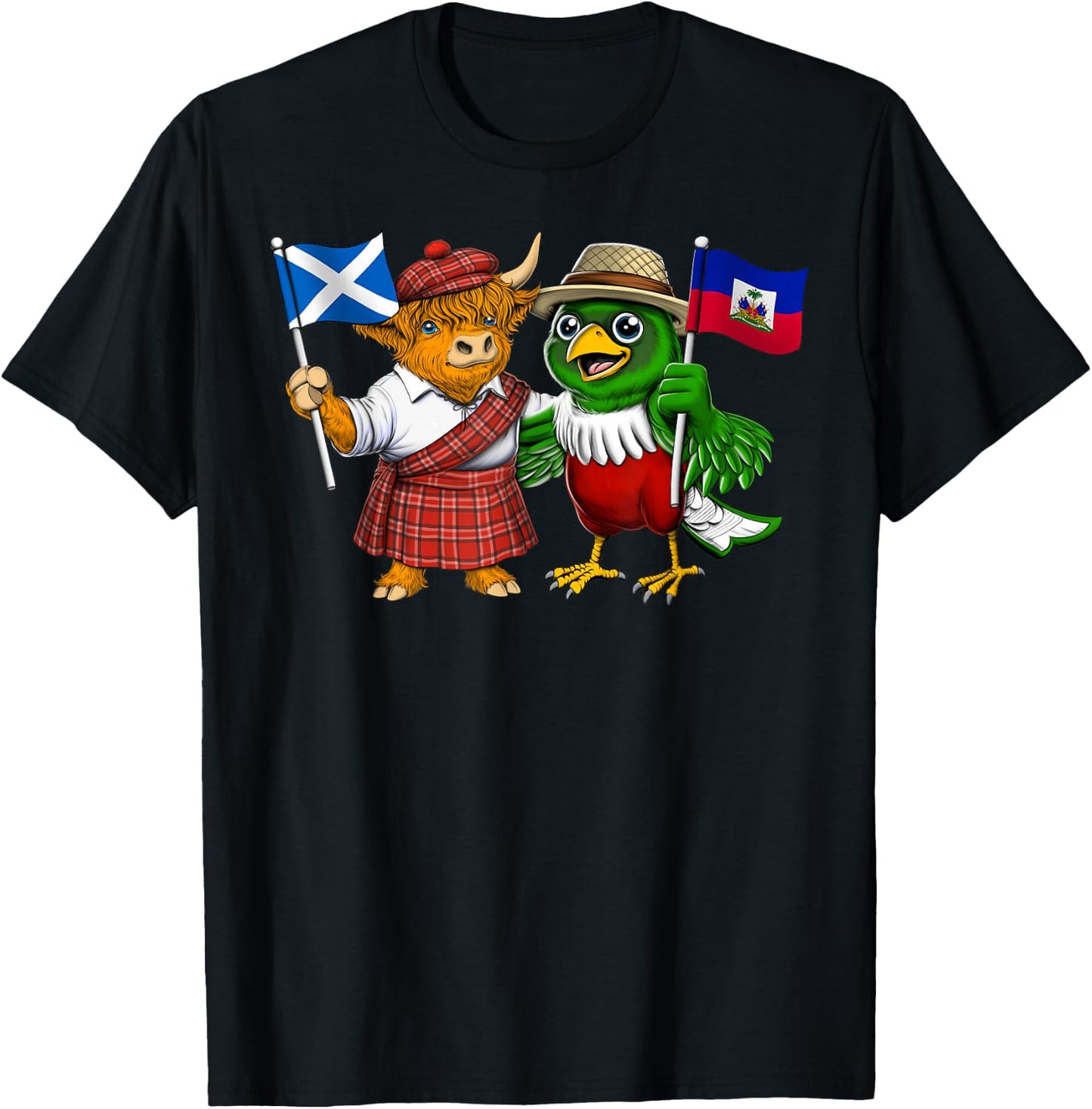 Scotland Haiti Flag Scottish Roots Proud Haitian Heritage T-Shirt - T-Shirt | Black
