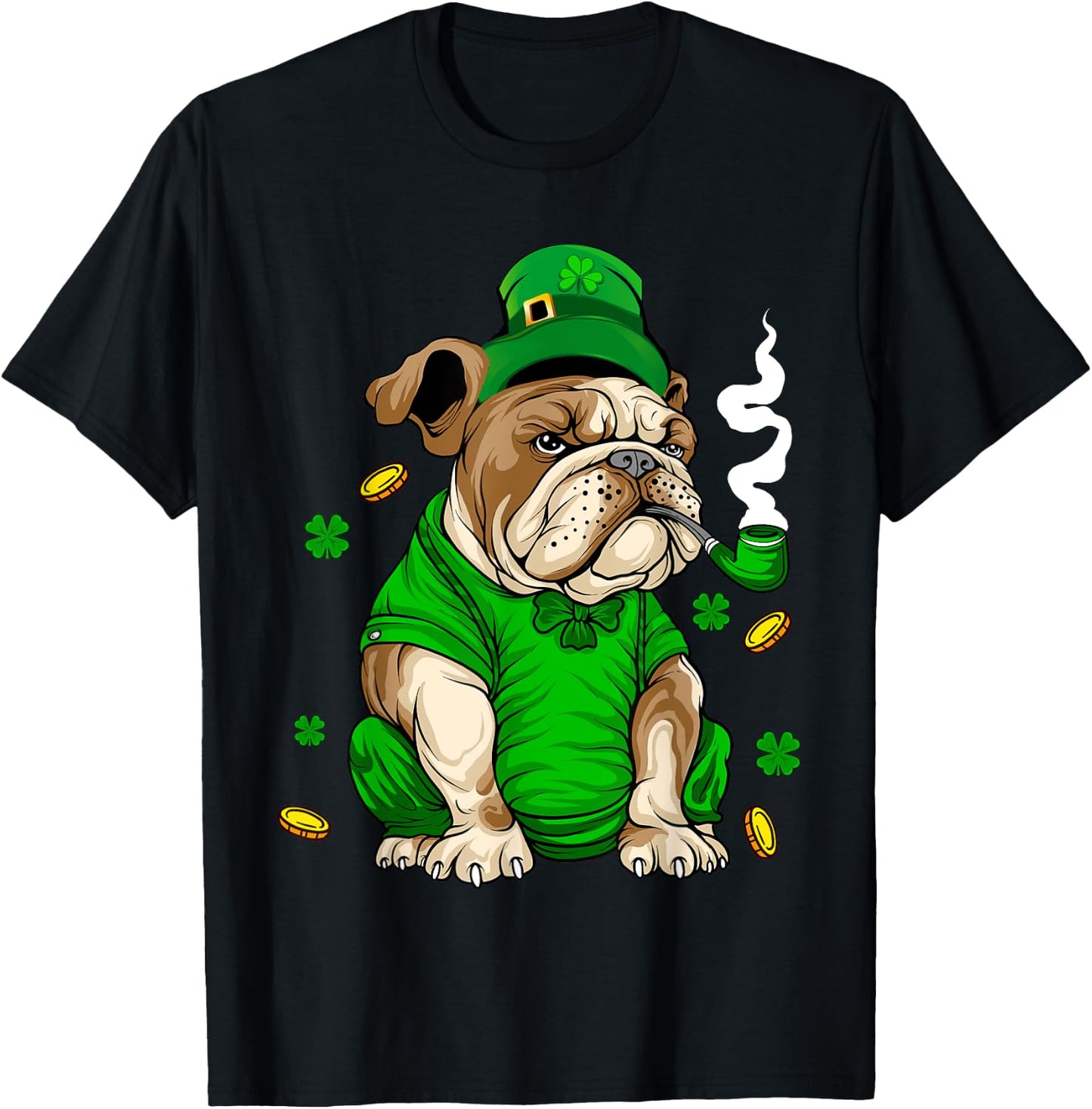 St Patricks day Bulldog Dog irish Saint Patrick Day Women Kids T-Shirt - T-Shirt | Black