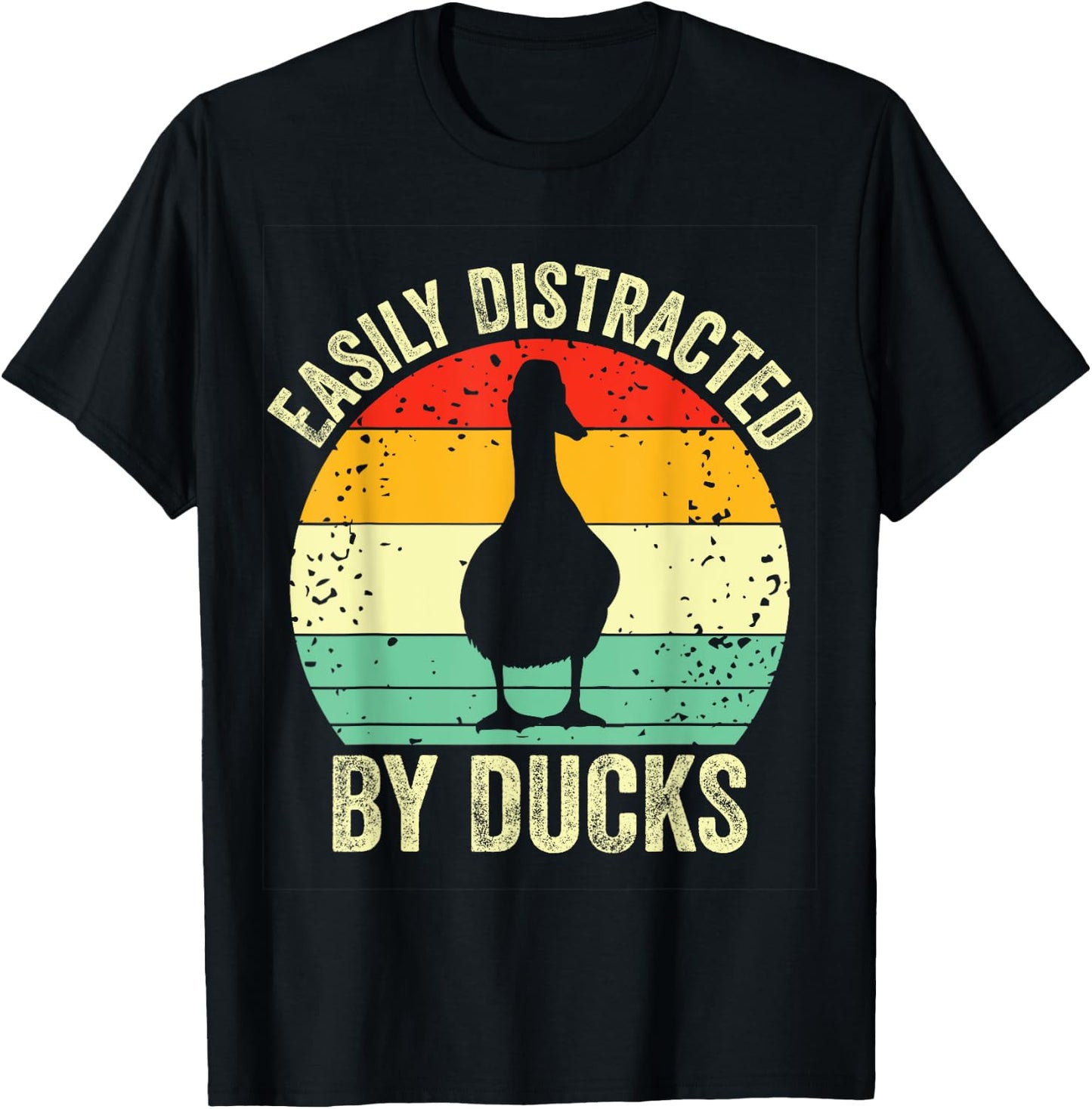 Duck Easily Distracted By Ducks Vintage Farmer Ducks Lover T-Shirt - T-Shirt | Black