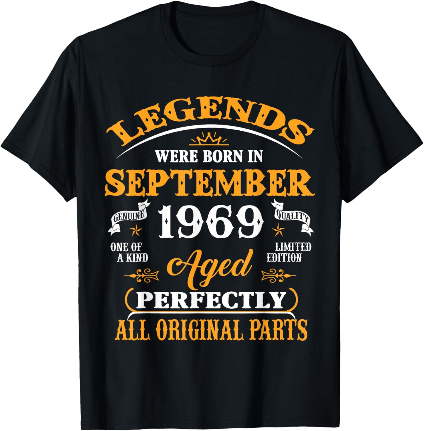 57th Birthday Gift Legends Born In September 1969 57 Yrs Old T-Shirt - T-Shirt | Black