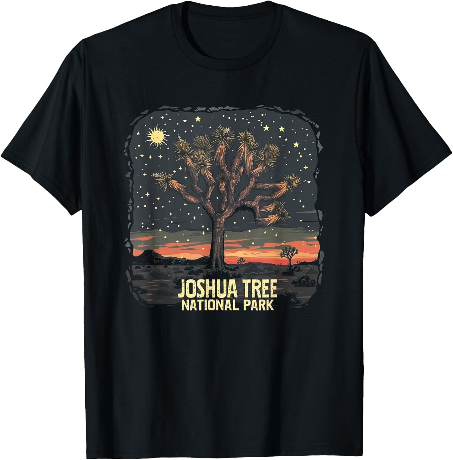 Joshua Tree - US National Park Vintage Men Women Kids Retro T-Shirt - T-Shirt | Black