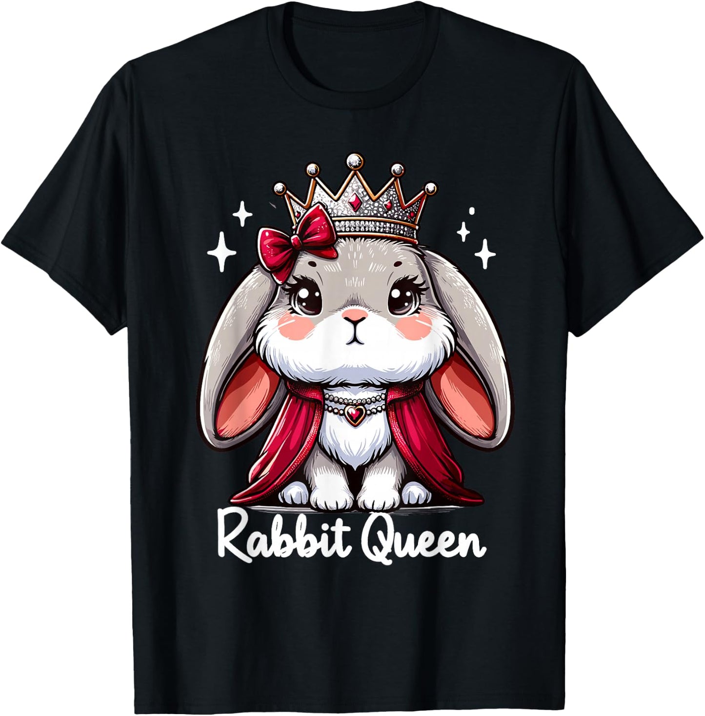 Rabbit Queen | Girls Bunny Lover Design | Rabbit T-Shirt - T-Shirt | Black