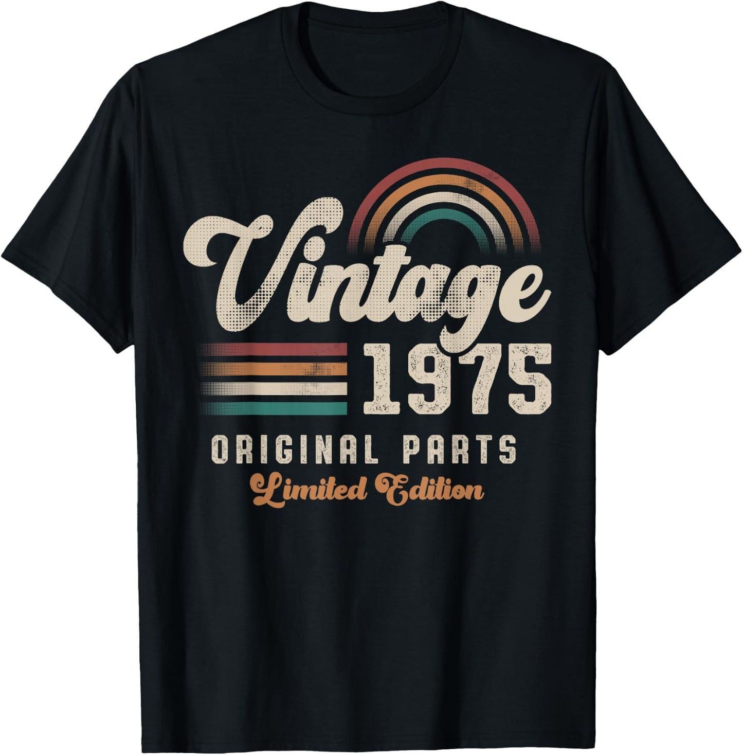 Vintage 1975 Birthday Birth Year 50 Retro T-Shirt - T-Shirt | Black