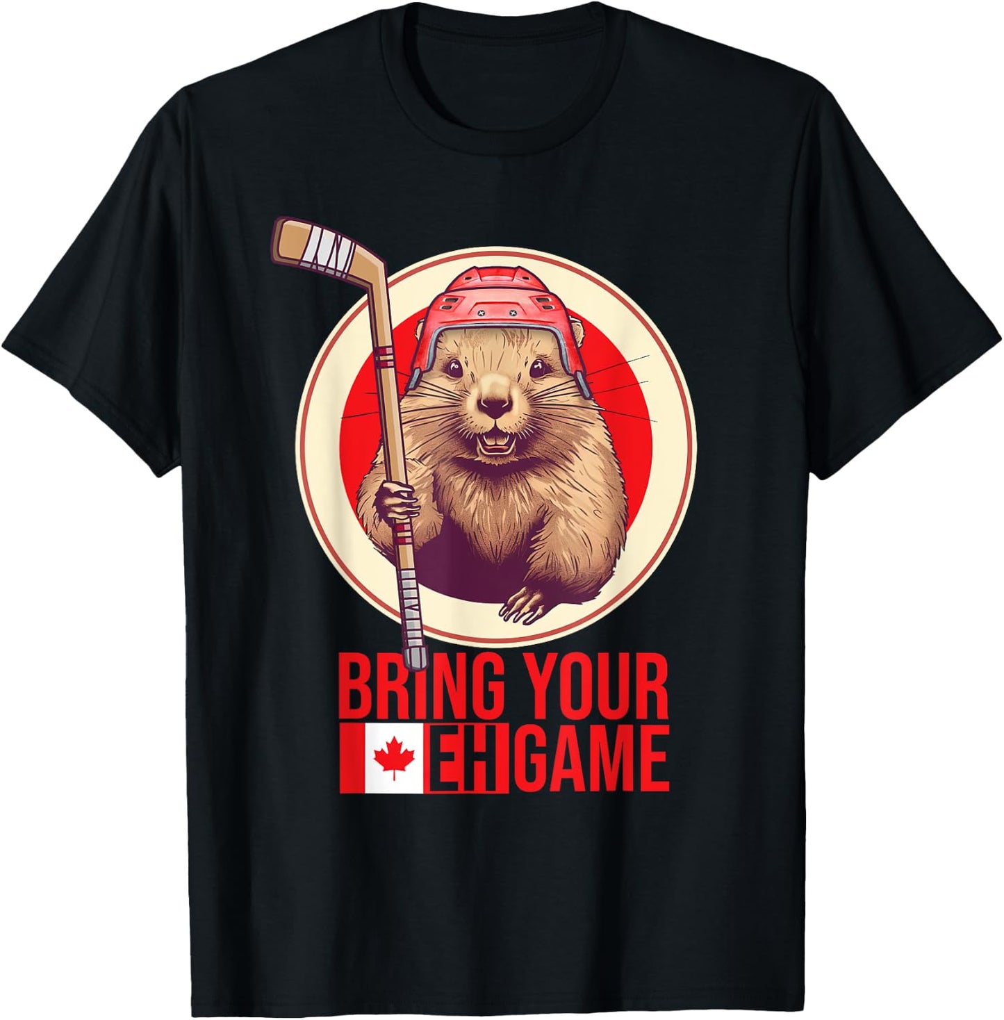 Canadian Hockey Beaver. Canada day, bring your eh! game T-Shirt - T-Shirt | Black